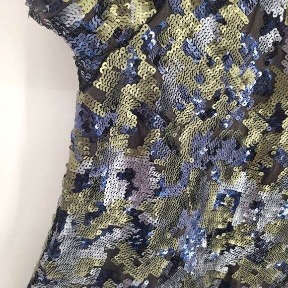 Vince Camuto womens medium sequined camo short sleeve crew neck shiny top - Picture 3 of 10